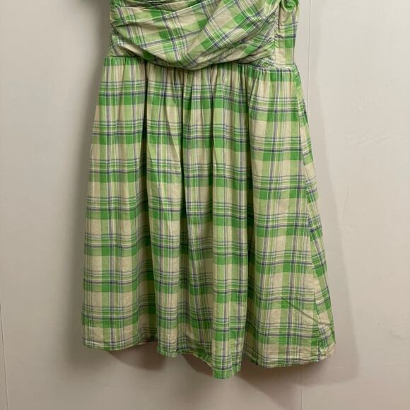 Y2K Vintage Fredericks of Hollywood S/M plaid mini dress cotton USA green white - Picture 3 of 8